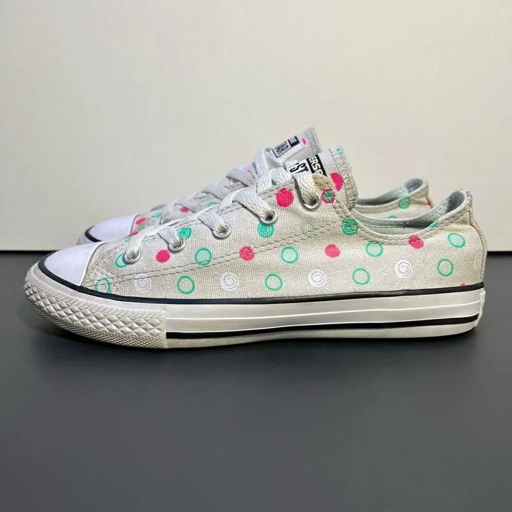 Little Girls CONVERSE All Star Ox Polka Dot Mouse Neo Gray Sneakers / Size 3